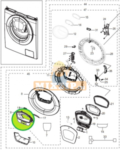 Малая крышка люка стиральной машины SAMSUNG ADD WASH DC63-01945B, фото 4 | MixZip