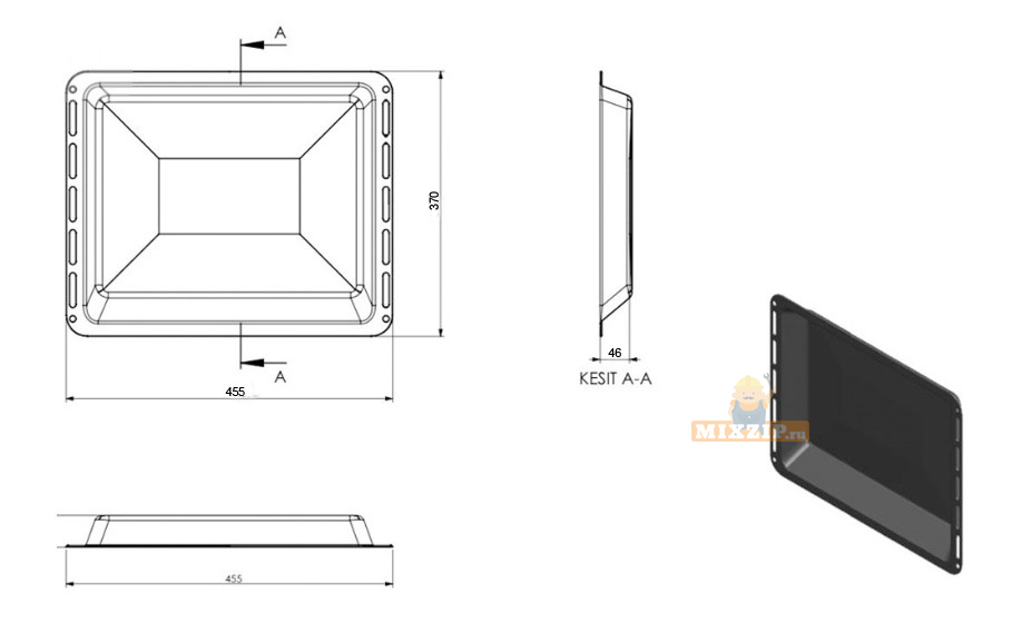 Противень для плиты 370x455x46mm